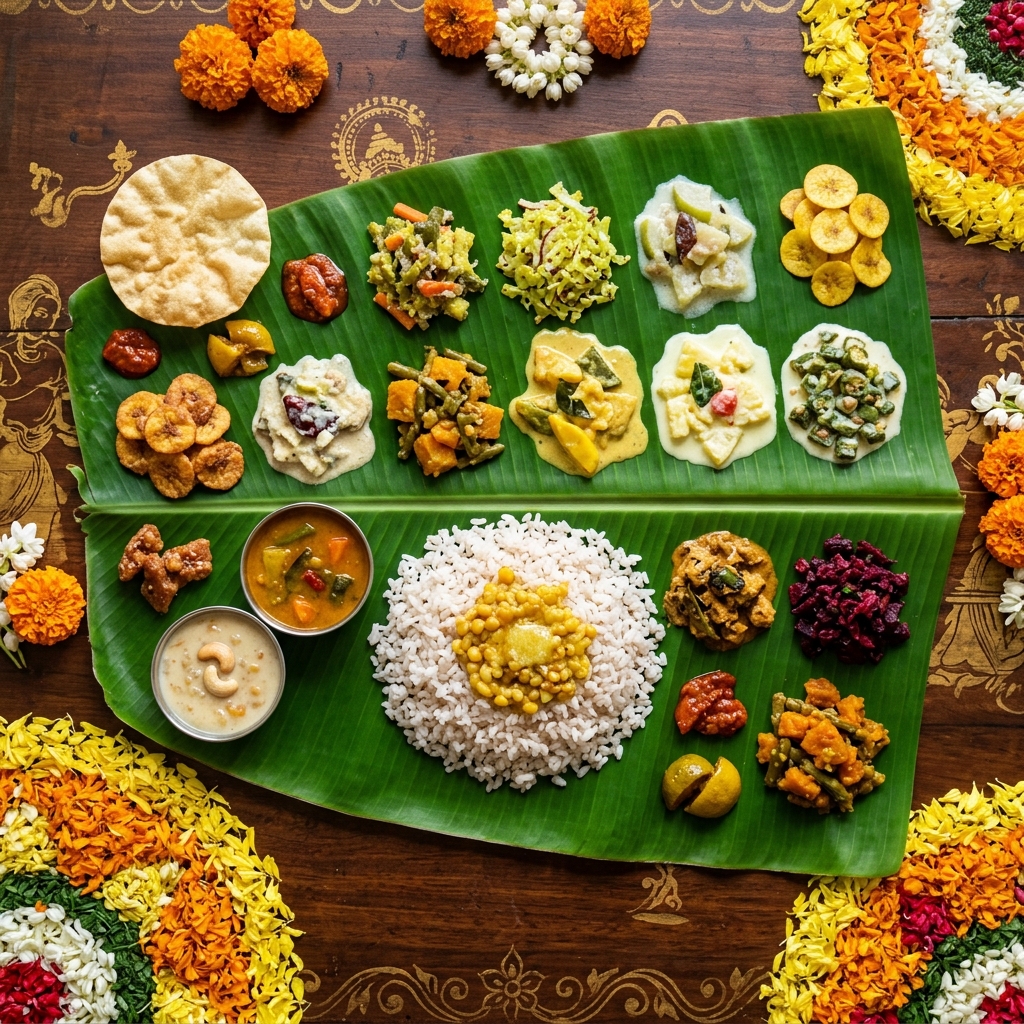 Onam Sadhya Feast on Banana Leaf